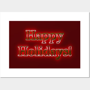 Happy Holidays Vintage Neon Retro Posters and Art